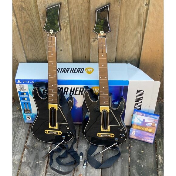 Guitar Hero Live PS4 Bundle 2 Guitars 2 Dongles, & Game Straps Tested 0000654 - Picture 1 of 9